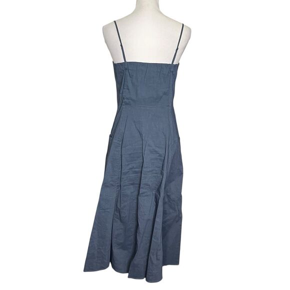 Theory Kayleigh Crunch Linen Blend Midi Dress Blue Button Front Women’s Size 6 - Picture 7 of 12